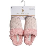 Wholesale - U.S. POLO ASSN. PINK LADIES SLIPPERS W/FUR SIZE S-XL C/P 24, UPC: 662239087629
